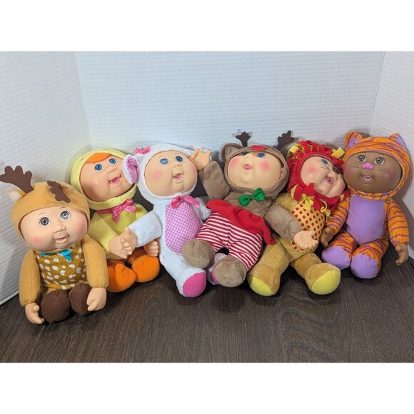 Cabbage Patch Kid Cuties 10" Dolls LOT OF 6 Rudolph Duck Lamb Deer Tiger Lion - Picture 1 of 15